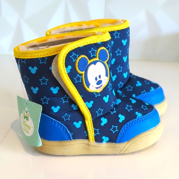 Disney Toddler Blue & Yellow Starry Mickey Boots - Size 1.5 NWT - Picture 1 of 7